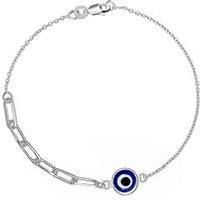 V By Very Sterling Silver Evil Eye Chain Bracelet