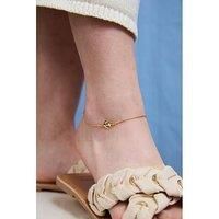 V By Very Gold Plated Sterling Silver Triple Anchor Charm Anklet