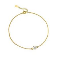 9ct Gold Plated Sterling Silver Birthstone Cubic Zirconia Rubover Chain Bracelet