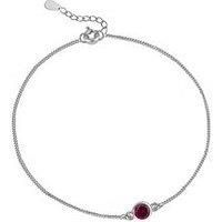 Sterling Silver Birthstone Cubic Zirconia Curb Chain Rubover Bracelet
