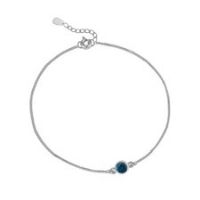 Sterling Silver Birthstone Cubic Zirconia Curb Chain Rubover Bracelet