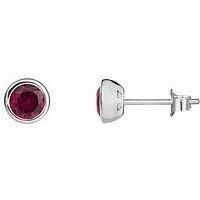 The Love Collection Sterling Silver Birthstone Cz Rubover Stud Earrings