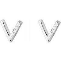 The Love Silver Collection Sterling Silver Cz Chevron Stud Earrings