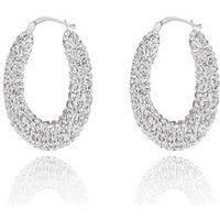 The Love Silver Collection Sterling Silver Crystal Creole Hoops