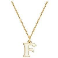 The Love Silver Collection Gold Plated Enamel Alphabet Charm With Chain - White