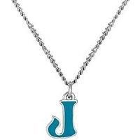 The Love Silver Collection Sterling Silver Enamel Alphabet Charm With Chain - Blue