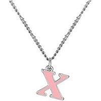 The Love Silver Collection Sterling Silver Enamel Alphabet Charm With Chain - Pink
