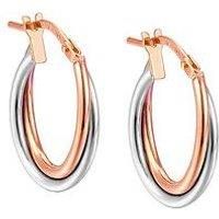 Love Gold 9Ct Gold And Sterling Silver Twisted Two-Tone Oval Creole