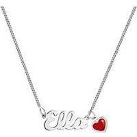 The Love Silver Collection Sterling Silver Name Necklace With Red Enamel Heart Charm