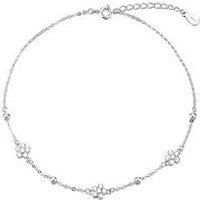 The Love Silver Collection Sterling Silver Daisy Flower Cz Anklet
