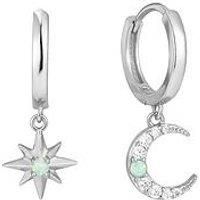 Seol + Gold Opal Northstar & Moon Cz Hoops