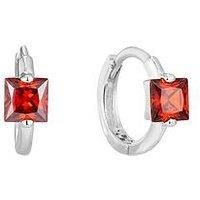 Seol + Gold Tiny Garnet Cz Square Hoops