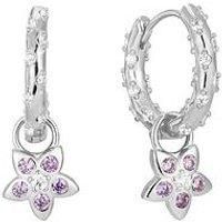 Seol + Gold Amethyst Flower Charm Starry Hoops
