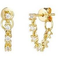 Seol + Gold Drop Chain Cz Stud Earrings