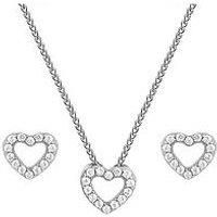 The Love Silver Collection Tiny Heart Cz Pendant & Stud Earring Set