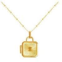 The Love Silver Collection 18Ct Gold Plated Padlock Locket Necklace