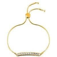 The Love Silver Collection 18Ct Gold Plated Cz Statement Bracelet