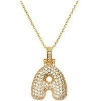 The Love Silver Collection 18Ct Gold Plated Sterling Silver Letter Bubble Pendant On Curb Chain