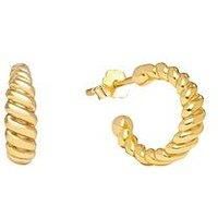 The Love Silver Collection 18Ct Gold Plated Sterling Silver Ribbed Half Hoop Earrings