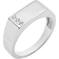 The Love Silver Collection Sterling Silver Vintage Style Ring With Three Cz Stones