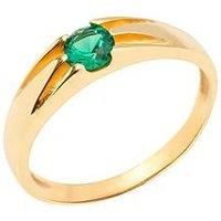 The Love Silver Collection 18Ct Gold Plated Sterling Silver Vintage Style Ring With Large Emerald Cz Stone