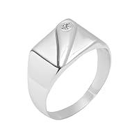 The Jewellery Stockroom Sterling Silver Rectangle Signet Ring with CZ Detailing