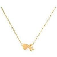 The Love Silver Collection Gold Plated Heart And Initial Charm Necklace