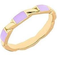 18ct Gold Plated Sterling Silver Enamel Purple Patterned Ring