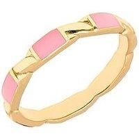 18ct Gold Plated Sterling Silver Enamel Pink Patterned Ring
