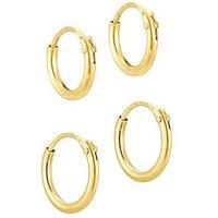 Love Gold 9Ct Gold Tiny 9Mm And 11Mm Hoop Stacking Set
