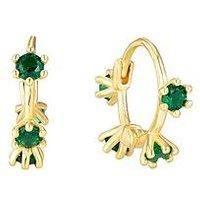 The Love Silver Collection Emerald Cz Claw Hoops