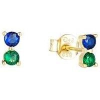 Seol + Gold Sapphire & Emerald Cz Studs