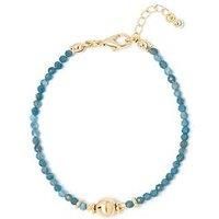 The Love Silver Collection Gold Blue Bead Detail Bracelet