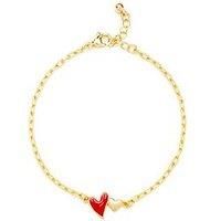 The Love Silver Collection Gold Plated Enamel Heart Detail Bracelet