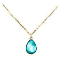 The Love Silver Collection Gold Plated Aquamarine Charm Necklace