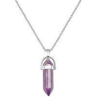 The Love Silver Collection Amethyst Silver Plated Crystal Drop Charm Necklace