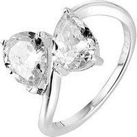 Sterling Silver Toi et Moi Double Pear Wrapped CZ Engagement Ring