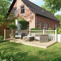 Power Timber Decking Kit Handrails on Two Sides - 2.4 x 4.8m