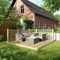 Power Timber Decking Kit Handrails on Two Sides - 3 x 3m