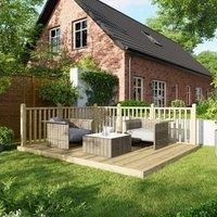 Power Timber Decking Kit Handrails on Two Sides - 3 x 3.6m