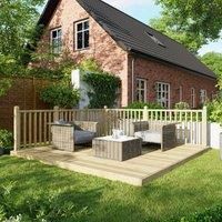 Power Timber Decking Kit Handrails on Two Sides - 3.6 x 3.6m