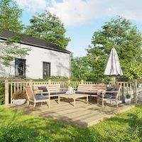 Power Timber Decking Kit Handrails on Two Sides - 4.2 x 4.2m