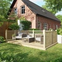 Power Timber Decking Kit Handrails on Three Sides - 2.4 x 4.2m