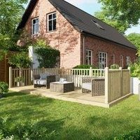 Power Timber Decking Kit Handrails on Three Sides - 2.4 x 5.4m