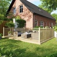 Power Timber Decking Kit Handrails on Three Sides - 3.6 x 4.8m