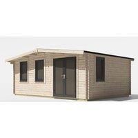 Power 14x20 Chalet Log Cabin, Doors to the Right - 44mm Logs