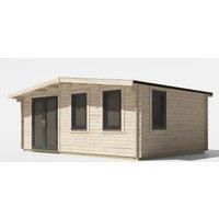Power 14x20 Chalet Log Cabin, Doors to the Left - 44mm Logs