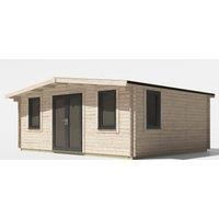 Power 16x20 Chalet Log Cabin, Doors Central - 44mm Logs