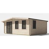 Power 16x20 Chalet Log Cabin, Doors to the Left - 44mm Logs