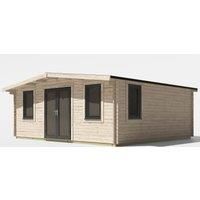 Power 18x20 Chalet Log Cabin, Doors Central - 44mm Logs